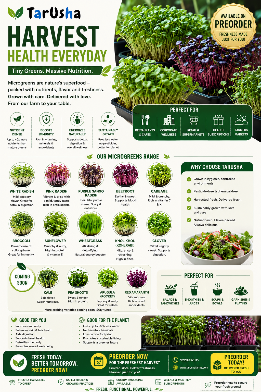TarUsha Freshly Grown Microgreens Trays Showcase